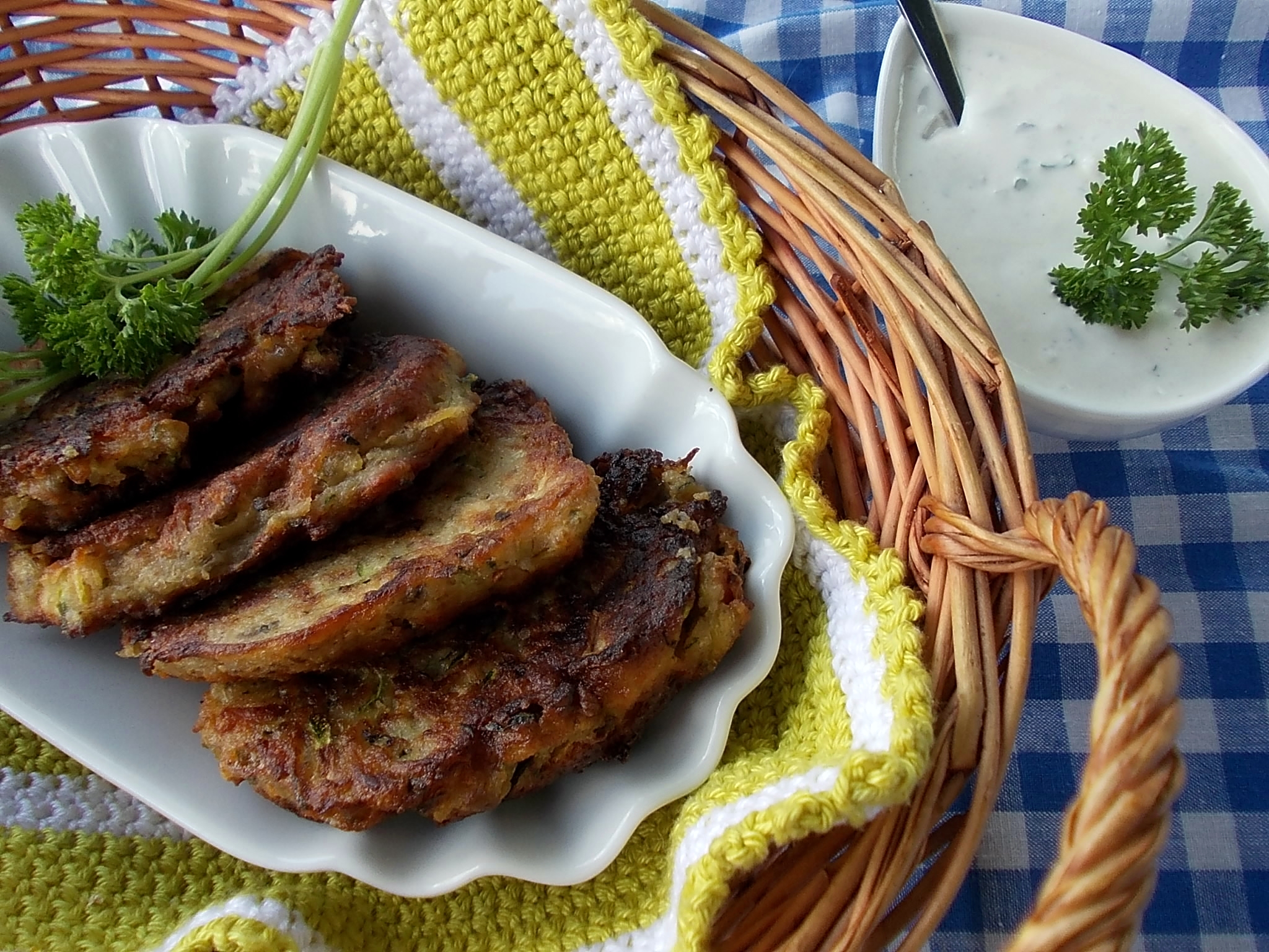 Žampionovo-cuketové lívanečky s nivou